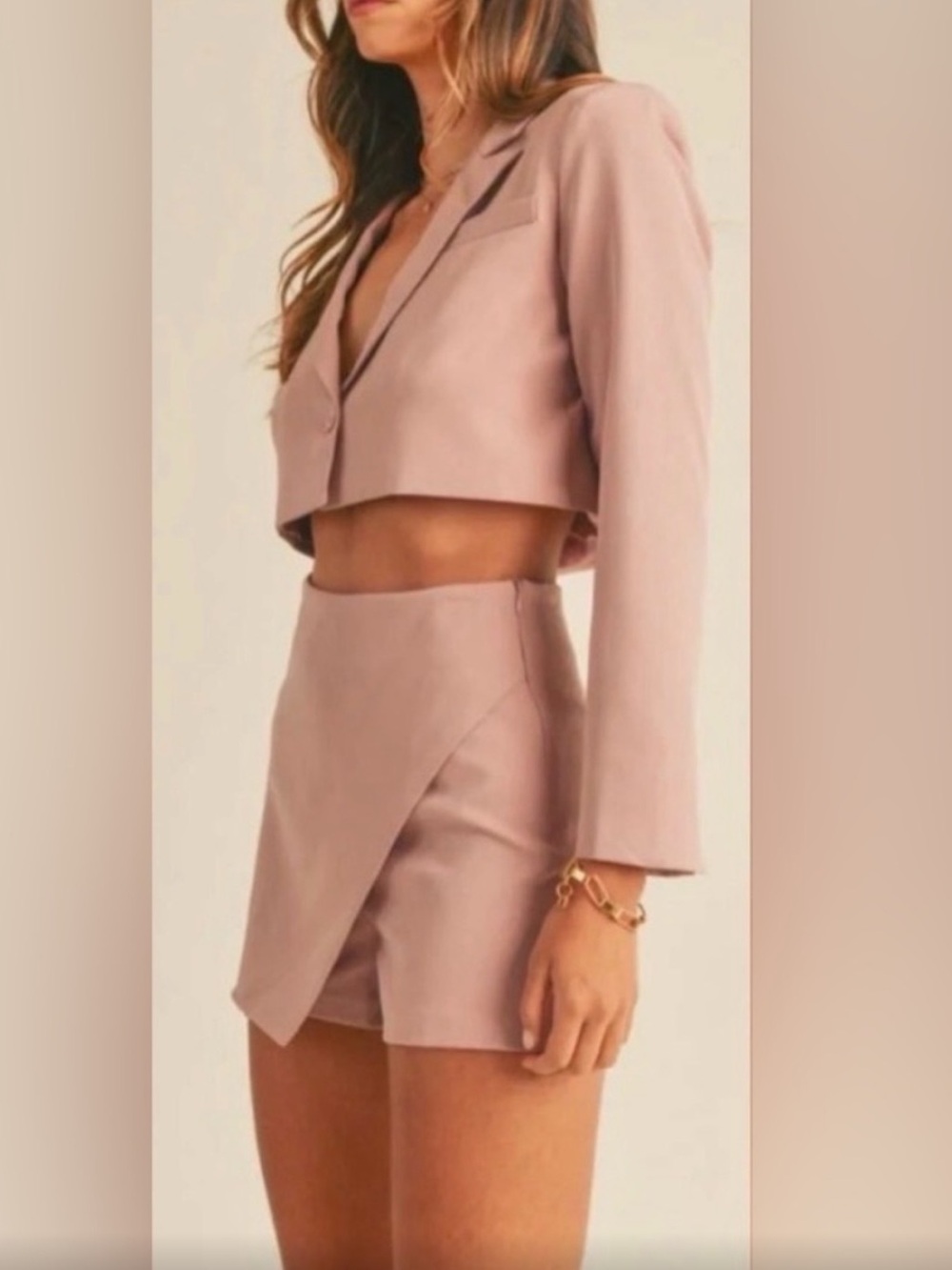 Women's Blush Pink Two-Piece Skirt Set - Picture 2 of 3
